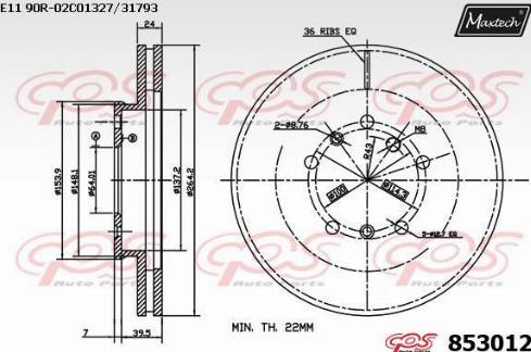 Maxtech 853012.0000 - Disque de frein cwaw.fr