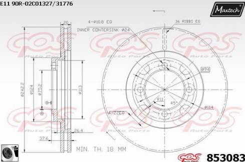 Maxtech 853083.0060 - Disque de frein cwaw.fr