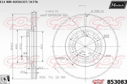 Maxtech 853083.0080 - Disque de frein cwaw.fr