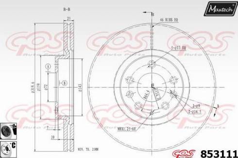 Maxtech 853111.6060 - Disque de frein cwaw.fr