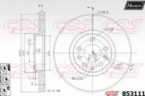 Maxtech 853111.6880 - Disque de frein cwaw.fr