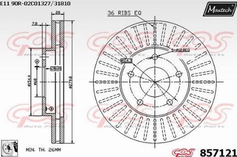 Maxtech 857121.0080 - Disque de frein cwaw.fr