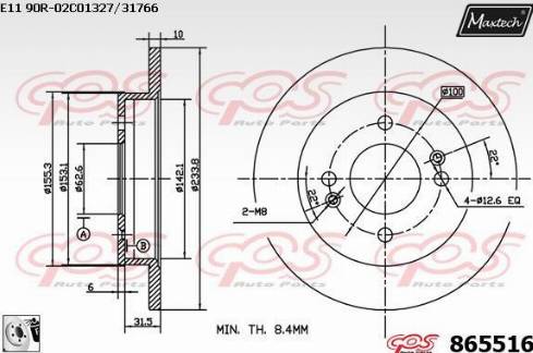 Maxtech 865516.0080 - Disque de frein cwaw.fr