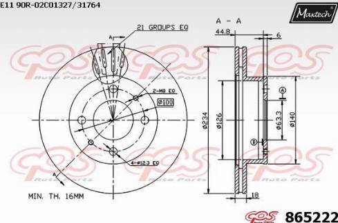 Maxtech 865222.0000 - Disque de frein cwaw.fr