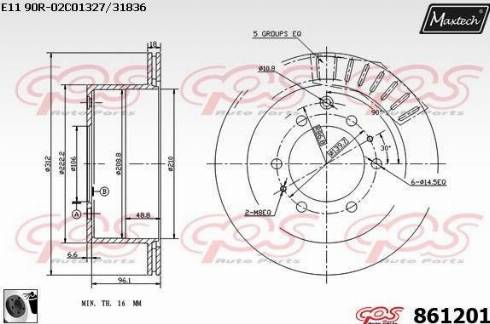 Maxtech 861201.0060 - Disque de frein cwaw.fr