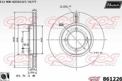 Maxtech 861226.0060 - Disque de frein cwaw.fr