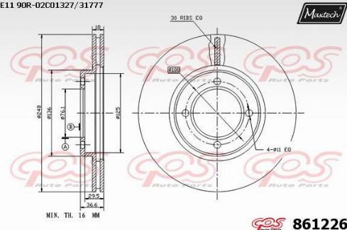 Maxtech 861226.0000 - Disque de frein cwaw.fr