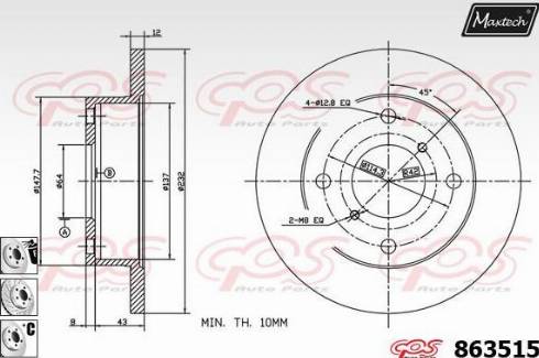 Maxtech 863515.6880 - Disque de frein cwaw.fr