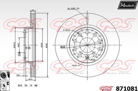 Maxtech 811128 - Disque de frein cwaw.fr