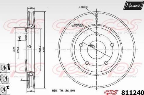 Maxtech 811240.6880 - Disque de frein cwaw.fr