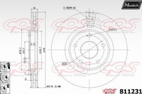 Maxtech 811231.6880 - Disque de frein cwaw.fr