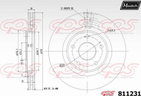 Maxtech 811231.0000 - Disque de frein cwaw.fr