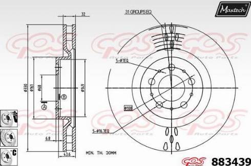 Maxtech 883439.6880 - Disque de frein cwaw.fr