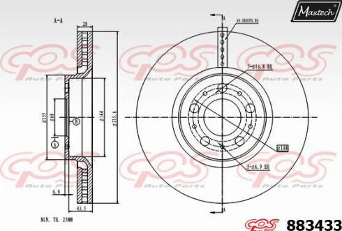 Maxtech 883433.0000 - Disque de frein cwaw.fr