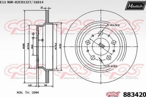 Maxtech 883420.0000 - Disque de frein cwaw.fr