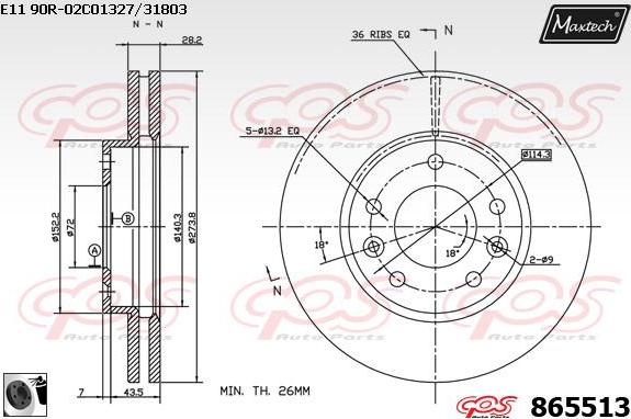 Maxtech 883207 - Disque de frein cwaw.fr