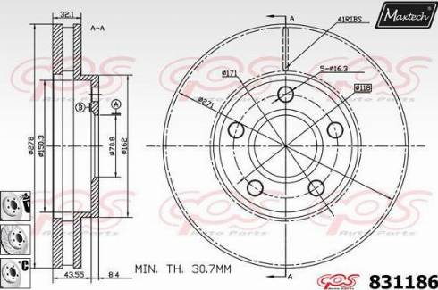 Maxtech 831186.6880 - Disque de frein cwaw.fr