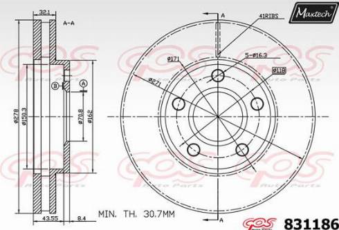 Maxtech 831186.0000 - Disque de frein cwaw.fr