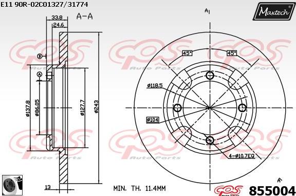 Maxtech 821188 - Disque de frein cwaw.fr