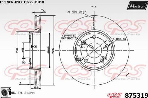 Maxtech 875319.0060 - Disque de frein cwaw.fr