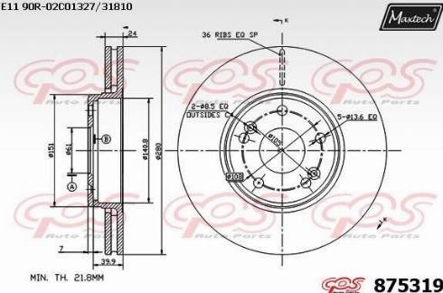 Maxtech 875319.0000 - Disque de frein cwaw.fr