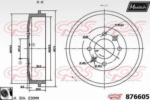 Maxtech 876605.0060 - Tambour de frein cwaw.fr