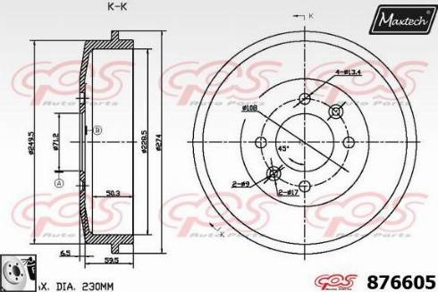 Maxtech 876605.0080 - Tambour de frein cwaw.fr