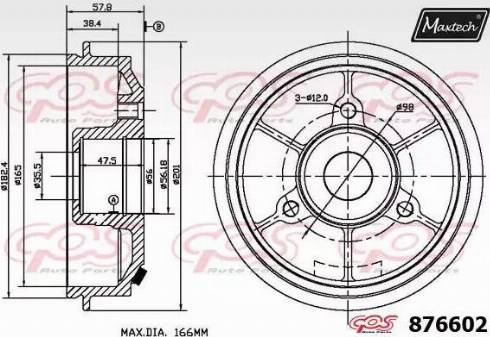 Maxtech 876602.0006 - Tambour de frein cwaw.fr