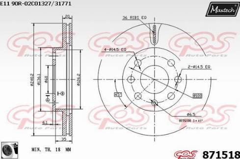 Maxtech 871518.0060 - Disque de frein cwaw.fr