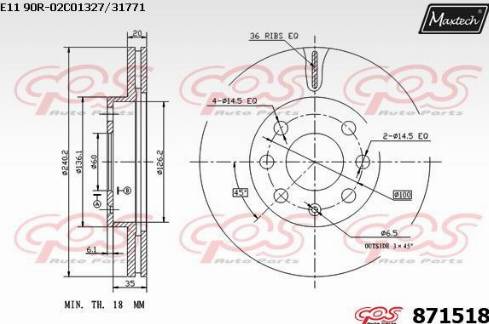 Maxtech 871518.0000 - Disque de frein cwaw.fr