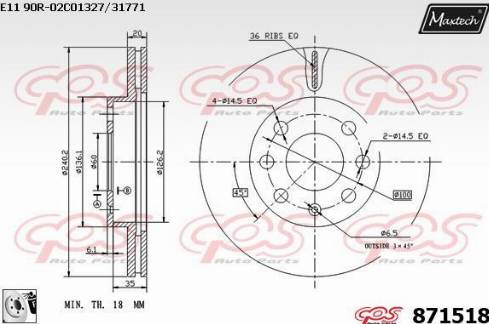 Maxtech 871518.0080 - Disque de frein cwaw.fr