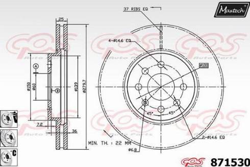 Maxtech 871530.6980 - Disque de frein cwaw.fr