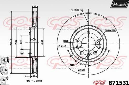 Maxtech 871531.6880 - Disque de frein cwaw.fr