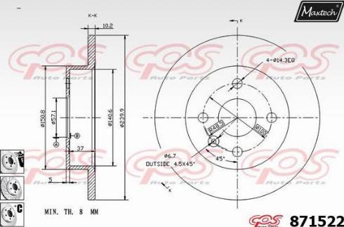 Maxtech 871522.6980 - Disque de frein cwaw.fr