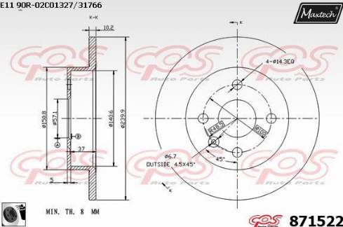 Maxtech 871522.0060 - Disque de frein cwaw.fr