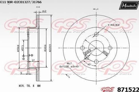 Maxtech 871522.0000 - Disque de frein cwaw.fr