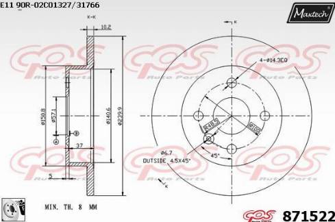 Maxtech 871522.0080 - Disque de frein cwaw.fr