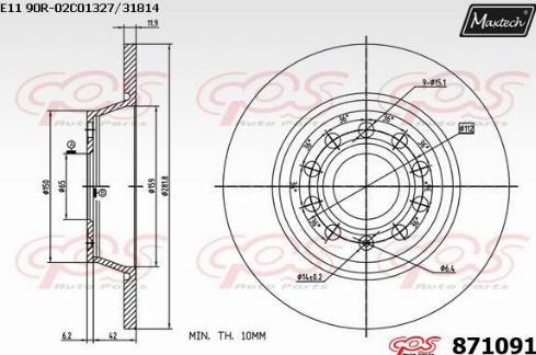 Maxtech 871091.0000 - Disque de frein cwaw.fr