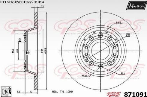 Maxtech 871091.0080 - Disque de frein cwaw.fr