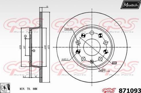 Maxtech 871093.0080 - Disque de frein cwaw.fr