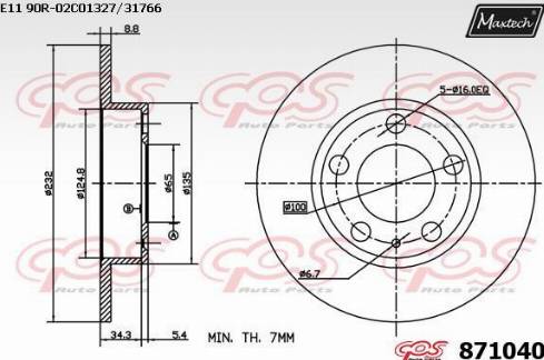 Maxtech 871040.0000 - Disque de frein cwaw.fr