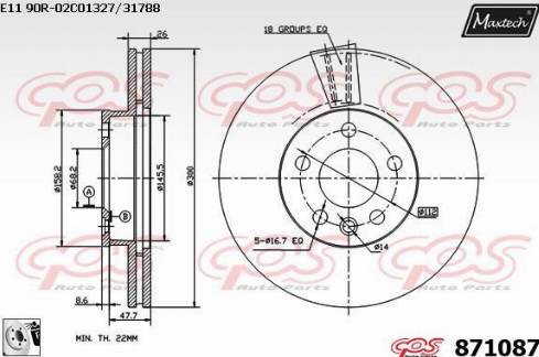 Maxtech 871087.0080 - Disque de frein cwaw.fr