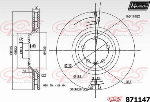 Maxtech 871147.0000 - Disque de frein cwaw.fr