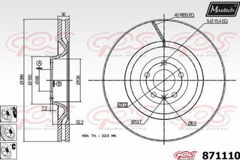 Maxtech 871110.6980 - Disque de frein cwaw.fr