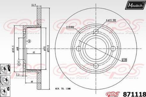 Maxtech 871118.6980 - Disque de frein cwaw.fr