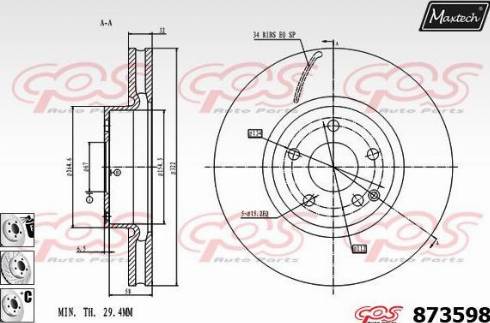 Maxtech 873598.6880 - Disque de frein cwaw.fr