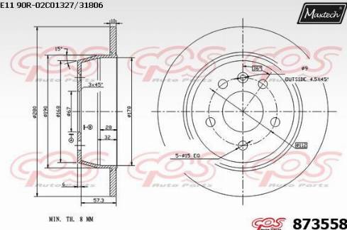 Maxtech 873558.0000 - Disque de frein cwaw.fr