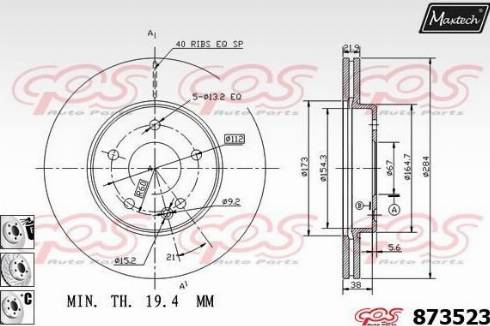 Maxtech 873523.6880 - Disque de frein cwaw.fr