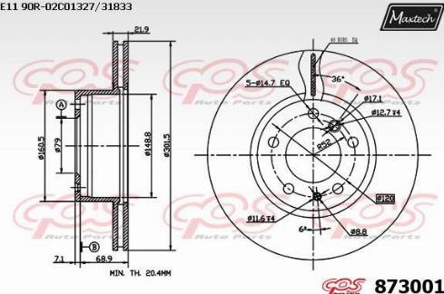 Maxtech 873001.0000 - Disque de frein cwaw.fr