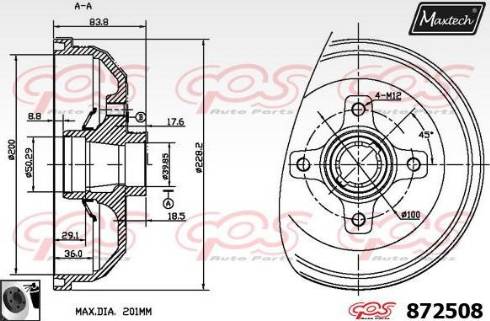 Maxtech 872508.0060 - Tambour de frein cwaw.fr